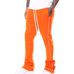 Pierna recta Split Hem 100% algodón Vintage lavado naranja Streetwear francés Terry hombres pantalones apilados - Product Image 6