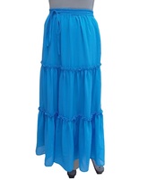 Jupe longue à volants multiples de style bohème pour femmes, jupe longue à volants doublée en coton pour femmes