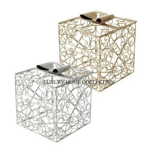 Boîtes de rangement pour cartes de décoration de mariage en acier inoxydable et cristal - Product Image 2