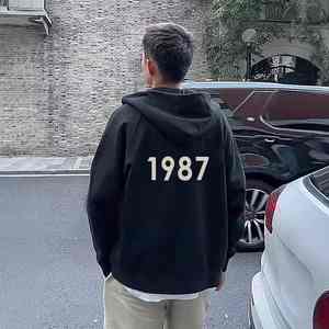 Logo ample personnalisé fermeture éclair complète logo brodé sur mesure sweat à capuche oversize - Product Image 5