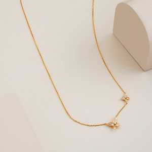 จี้เพชรทรงมาร์คีส์ประดับดอกไม้ ทอง 18K ชุบโรเดียม - ทันสมัยและมีสไตล์ - Product Image 2