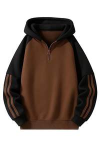 Sudadera Ligera de Felpa con Mezcla de Algodón de 400 g/m², Media Cremallera, Logotipo Personalizado Bordado, Sudadera con Capucha, Corte Holgado y Relajado, con Bolsillo - Product Image 5