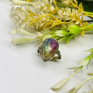 Rainbow Solar Quartz Druzy <b>Ring</b> 925 Sterling Silver <b>Ring</b> <b>Adjustable</b> <b>Rings</b> Handmade Jewelry Original Gemstone <b>Ring</b> Silver - Product Image 1