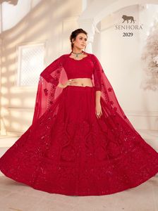 Tenue indienne fantaisie tendance Evergreen Design filet lourd Lehenga Choli avec Dupatta avec broderie au taux le plus bas - Product Image 6