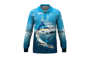 Camiseta Polo de Pesca de Manga Larga para Hombre, Sublimación Personalizada, Protección Solar UPF 50, Antibacteriana, Secado Rápido, Transpirable, 100% Poliéster, 160g - Product Image 3