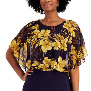 Abito Tubino da Donna Connected Popover in Chiffon Giallo con Stampa Floreale Taglia 10 Petite Vita Naturale - Product Image 2