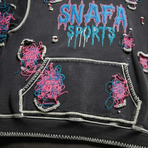 Vêtements décontractés, sweat-shirt délavé, streetwear, sweat-shirt brodé délavé, sweat-shirt oversize délavé à l'acide pour hommes - Product Image 3