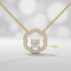 Collar con Colgante de Moissanita con Halo Floral, Plata de Ley 925, Collar con Flor de Diamantes para Mujer, Regalo de Boda, Joyería Personalizada - Product Image 2