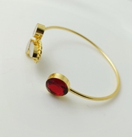 Bijoux de mode vintage pour femme avec un anneau en plaqué or 18 carats, un bracelet en labradorite naturelle multicouche et un laiton