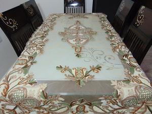 Washable Custom Rectangle Polyester Cashmere <b>Table</b> <b>Cover</b> Velvet Net Dining Tablecloth with Embroidery White Tablecloths - Product Image 2