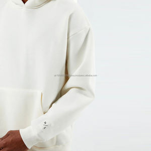 Sweat-shirts à capuche unisexes de luxe sur mesure de haute qualité, poids lourd, 100% coton molletonné, tissu éponge français, coupe ample et courte pour hommes - Product Image 3