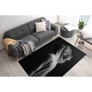 Tapis personnalisé avec tête de lion, tapis imprimé, tapis en velours - Product Image 1