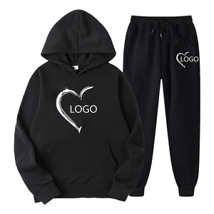 Wholesale Custom Print 100% Cotton Winter Sweatsuit Hoodie Set Men Custom Logo Embossed/Embroidery Jogging Tracksuit Set Running - Product Image 3