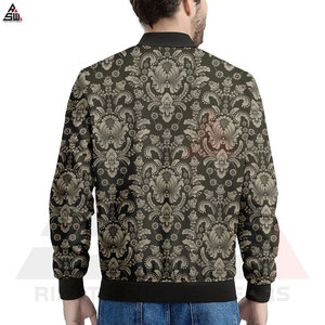 High Quality Plus Size Men's Sublimation Bomber <b>Jacket</b> Custom Logo Print Canvas Windproof Winter Customizable Fabric - Product Image 4