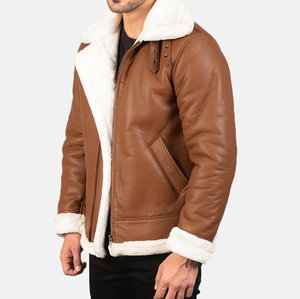 OEM Custom Design Winter Fashion Motorcycle Leather Jacket for <b>Men</b> Business Brown Stand Collar Front Logo Waterproof - Product Image 2