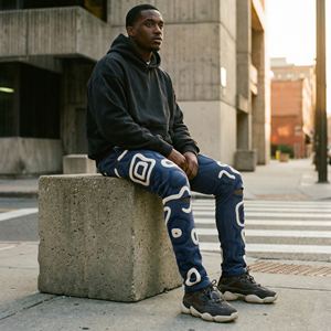 Pantalon utilitaire personnalisé Y2K pour homme, en toile mi-lourde, écologique, à séchage rapide, 3D pour graphisme, genou déchiré, coupe slim, streetwear - Product Image 1