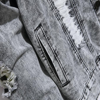 Vente en gros, veste en jean tendance pour hommes, vestes de camionneur en denim décontractées classiques et déchirées, coupe ajustée, veste pour homme