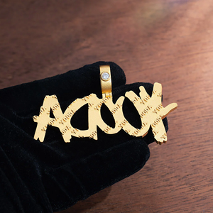 Colgante Personalizado con Iniciales para Hombre, Chapado en Oro, Estilo Hip Hop, con Diamantes de Imitación CZ - Product Image 3