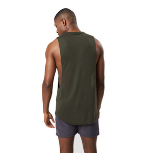 Breathable Plus Size Men's Olive Green Sleeveless Tank <b>Top</b> O-Neck Solid Color Breathable Knitted Casual Workout Wear - Product Image 2
