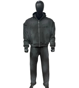 Men's Fashionable Solid Pattern Fleece <b>Pyjama</b> Hoodie <b>Trousers</b> Set Custom Tracksuits for Autumn Season with Breathable Feature - Product Image 1