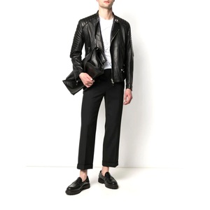 Veste en cuir personnalisée en toile teinte en noir avec fermeture à glissière latérale pour homme au meilleur prix - Product Image 5