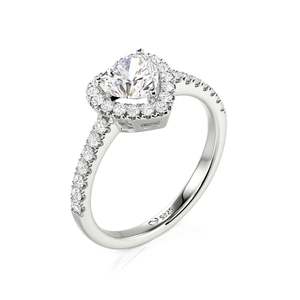 Bague de fiançailles Jeulia en platine plaqué rhodium avec diamant taille cœur halo - Product Image 2