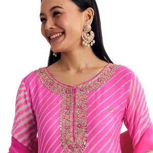 <b>Pink</b> Dola Silk Palazzo <b>Suit</b> With Zardosi Work Wholesale Women Ethnic Apparel OEM Clothing Factory Bulk Supplier Custom Fashion - Product Image 3