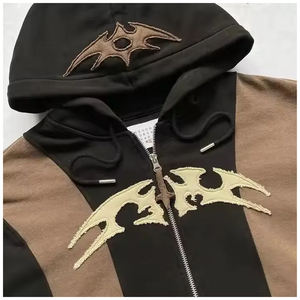 Custom Printed <b>Zip</b> <b>Hoodie</b> with Embroidery Patch 100% Cotton 300 GSM Thick Fleece <b>Y2K</b> Zipper Streetwear High Quality Low MOQ - Product Image 4
