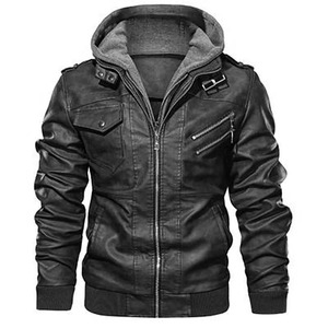 New Arrival Wholesale New <b>Men's</b> PU Leather <b>Jacket</b> Solid Color Biker Clothes Plus <b>Velvet</b> <b>Men's</b> <b>Jackets</b> - Product Image 3