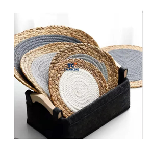 Estera de algas marinas tejidas, mantel de mesa redondo trenzado personalizado, manteles individuales de paja hechos en Vietnam, SGP02, 2023 - Product Image 5