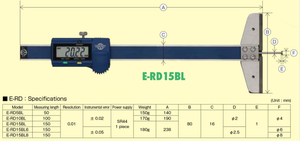 เครื่องวัดความลึกแบบดิจิตอล NAKAMURA รุ่น E-RD สำหรับการวัดความลึกของตะขอและการวัดระยะขั้น พร้อมแท่งวัดความลึกเป็นอุปกรณ์เสริม ความยาว 80 มม. - Product Image 2