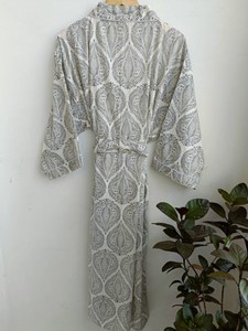 Nouveau Style de plage bohème exclusif indien fait à la main bloc imprimé Kimono Robe 100% coton longueur au sol disponible au prix de gros - Product Image 4