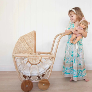 Poussette de poupée en rotin Portable pour plusieurs jouets en osier naturel poussettes meilleure vente jouet pour enfants - Product Image 6