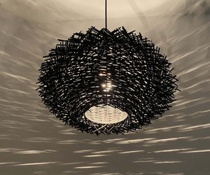 Black <b>Rattan</b> Lampshade Handcrafted by Vietnamese Artisans Sustainable Eco Friendly Lighting <b>Pendant</b> <b>Light</b> Chandelier Lamp - Product Image 6