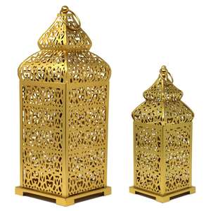 Farol Metálico Marroquí Moderno, Portavelas con Acabado Dorado, Estilo Nuevo y Lujoso, Artesanía Daood Sons, Hecho a Mano, Ecológico y Duradero - Product Image 6