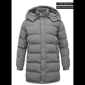 Vestes bouffantes d'hiver décontractées avec capuche réglable Camo noir en nylon pour hommes élégants - Product Image 4