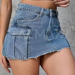 Jupe en jean femme taille haute à vendre fabricant professionnel jupe en jean femme 100% coton - Product Image 4