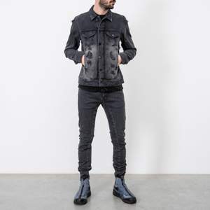 แจ็กเก็ตผ้ายีนส์สำหรับผู้ชายเสื้อแจ็กเก็ตผ้ายีนส์ลายกรดซีดๆสำหรับใส่กลางแจ้ง - Product Image 2