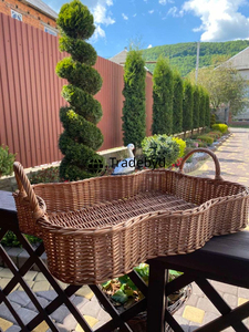 Plateau de rangement en rotin naturel fait main moderne, qualité supérieure, mobile, élégant, organisateur de cuisine Tradebyd - Product Image 5