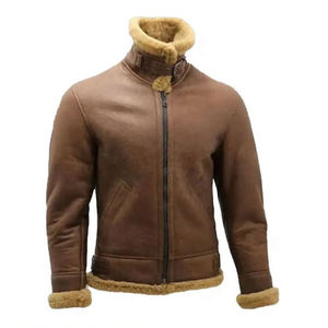 Chaqueta Bomber B3 de Piel de Oveja Genuina para Hombre, Chaqueta de Aviador Cálida para Otoño, Venta al Por Mayor Directa de Fábrica OEM - Product Image 4