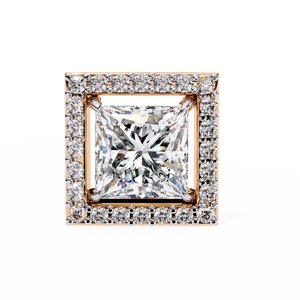 Pendientes Geométricos de Oro Rosa de 18K con Corte Princesa y Diamante Cultivado en Laboratorio (Certificado IGI) - Product Image 2