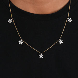 Elegante Collar chapado en oro de 10 quilates con diamantes cultivados en laboratorio de corte redondo, joyería clásica de compromiso para el cuerpo para una belleza sostenible - Product Image 1