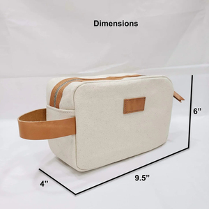 Neceser de Lona con Asa de Cuero y Cierre de Cremallera, Tamaño Mediano, Organizador de Cosméticos Portátil para Viajes - Product Image 6