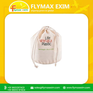 Bolsas con cordón de diseño elegante con logotipo personalizado, bolsas de regalo originales de algodón 100% al mejor precio para eventos de boda - Product Image 2