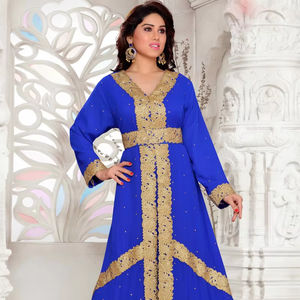 ชุดคาฟตันผ้าจอร์เจียอิสลามปักสีฟ้า - Product Image 1