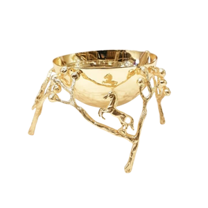 Cuenco de Metal chapado en oro de alta calidad, elegante soporte de Rama, figuritas de caballo para la mesa del hogar, cuenco decorativo para servir al precio más bajo - Product Image 1