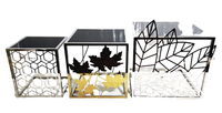 Tables basses gigognes modernes extensibles en acier inoxydable avec plateau en verre à revêtement PVD doré, tailles et finitions personnalisées