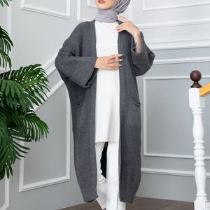 Nouvelle saison modeste femmes hiver islamique Viscose Abaya veste tunique tricots Cardigan qualité gratuite conception turque Hijab - Product Image 1
