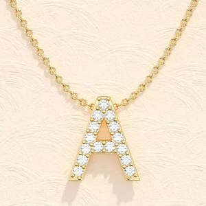 Or jaune avec VVS Moissanite Hip Hop bijoux en diamant coupe ronde lettre initiale pour enfants en argent sterling 925 - Product Image 2