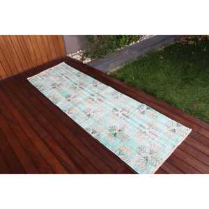 พรมวินเทจลายวิ่ง 2.3x7.6 ฟุต (71x231 ซม.) พรมตุรกีขอบสีน้ำเงิน - Product Image 2